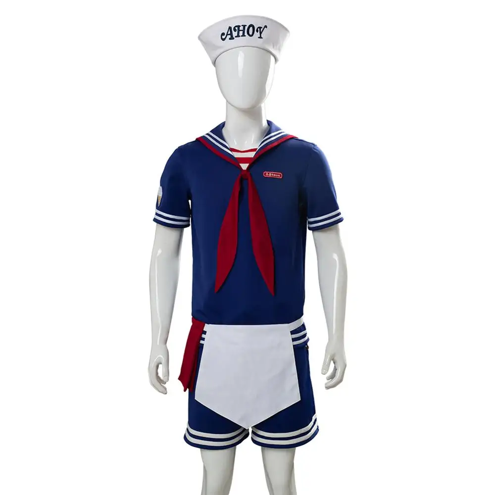 Stranger Cosplay Things Steve Harrington Costume Scoops Ahoy Waiter Working Suit Uniform Hat Adult Children Carnival Costume
Stranger Cosplay Things Steve Harrington Costume Scoops Ahoy Waiter Working Suit Uniform Hat Adult Children Carnival Costume