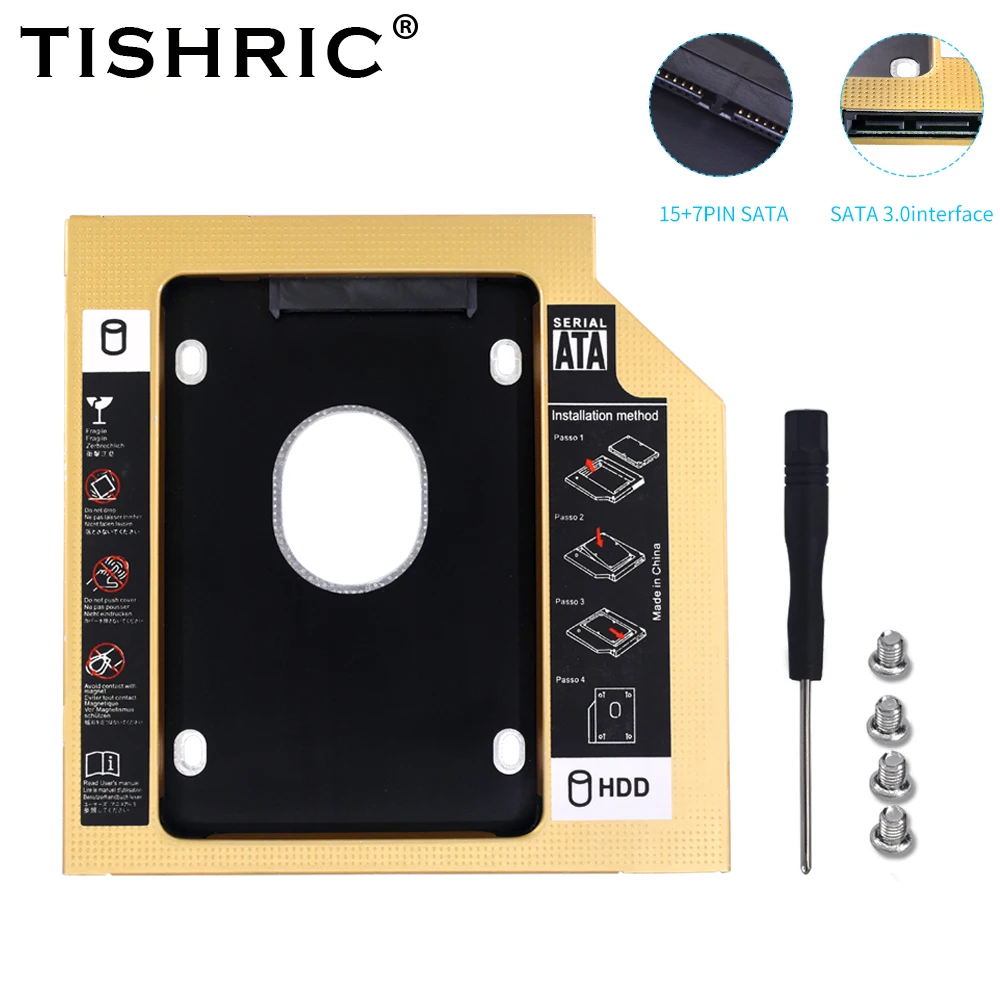 TISHRIC Hdd Caddy 9 5 мм/12 7 мм для 2 "чехол SSD HDD Optibay Универсальный алюминиевый корпус