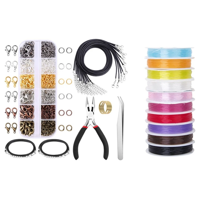 10 Rolls of Crystal Elastic Beading Cord Thread 0.6mm & 1050 Pcs Jewelry Jump Rings Lobster Clasps Necklace Repair Kit
10 Rolls of Crystal Elastic Beading Cord Thread 0.6mm & 1050 Pcs Jewelry Jump Rings Lobster Clasps Necklace Repair Kit
