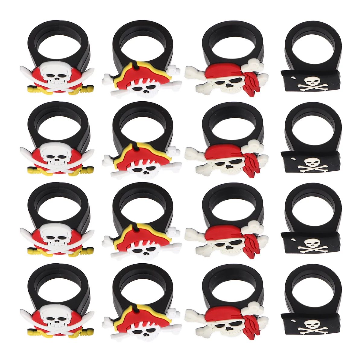 

16pcs Pirate Themed Pvc Rubber Ring Children's Rings (Assorted Color)