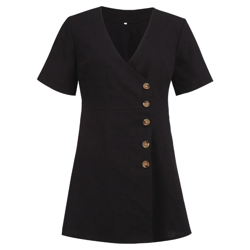 QRWR 2020 Summer V Neck Solid Color Dresses Women Casual With Button Short Office Dress A Line Elegant Mini Women Dress
QRWR 2020 Summer V Neck Solid Color Dresses Women Casual With Button Short Office Dress A Line Elegant Mini Women Dress