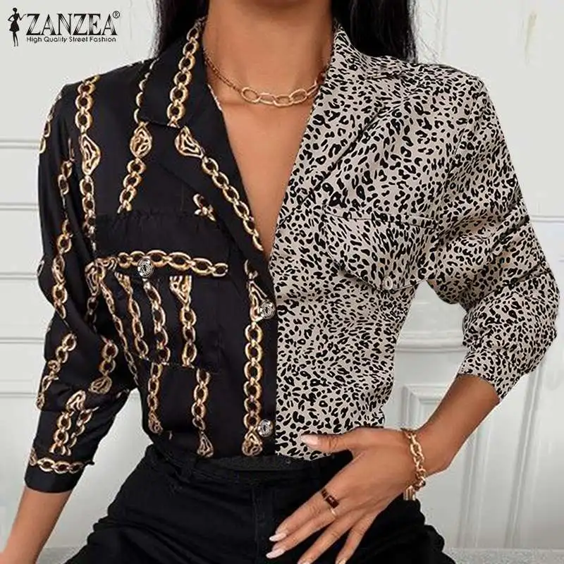 ZANZEA осенний леопардовый костюм рубашка в стиле пэчворк женские элегантные повседневные Кнопка Вечерние Туника Топ Blusas платок с цепочками п... 
ZANZEA осенний леопардовый костюм рубашка в стиле пэчворк женские элегантные повседневные Кнопка Вечерние Туника Топ Blusas платок с цепочками п...