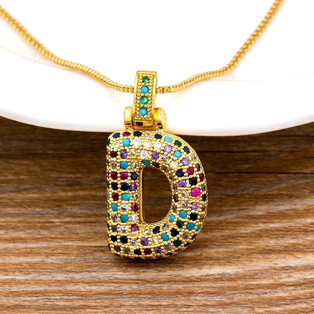 26 pcs/Lot Fashion Luxury Copper Zircon Letter Pendant Necklace for Women Colorful Initials Name Necklace Wedding Party Jewelry
26 pcs/Lot Fashion Luxury Copper Zircon Letter Pendant Necklace for Women Colorful Initials Name Necklace Wedding Party Jewelry