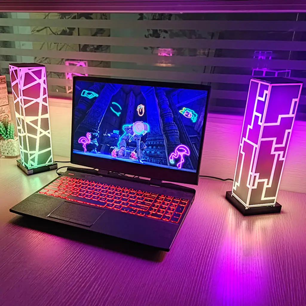 Modern Cube Color Table Lamp Building Mood Lights Dimmable Remote Control USB Battery Nightlight for Holiday Christmas Ornament | Лампы и