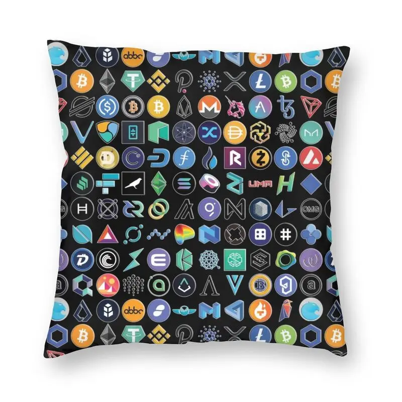 Криптовалюты Altcoin логотип блокчейн Подушка Чехол 45x45 см украшение Kawaii Биткоин