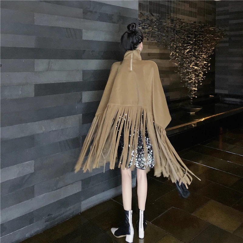 Women's new ladies temperament design sense loose velvet tassel cloak pullover jacket women
Women's new ladies temperament design sense loose velvet tassel cloak pullover jacket women