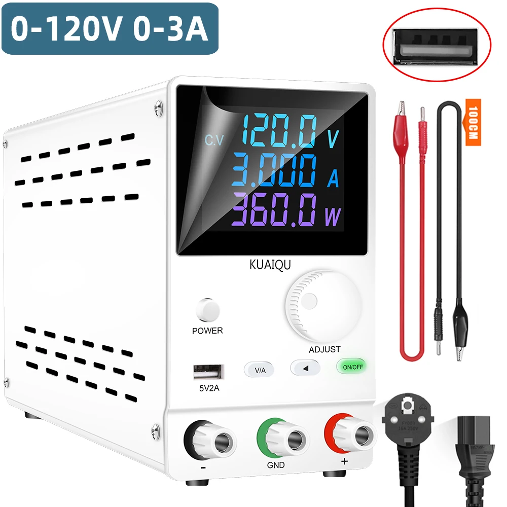 KUAIQU 120V 3A USB DC Power Supply Adjustable LED Lab Bench Power Source Stabilized Switch Voltage And Current Regulator 30V 10A
KUAIQU 120V 3A USB DC Power Supply Adjustable LED Lab Bench Power Source Stabilized Switch Voltage And Current Regulator 30V 10A