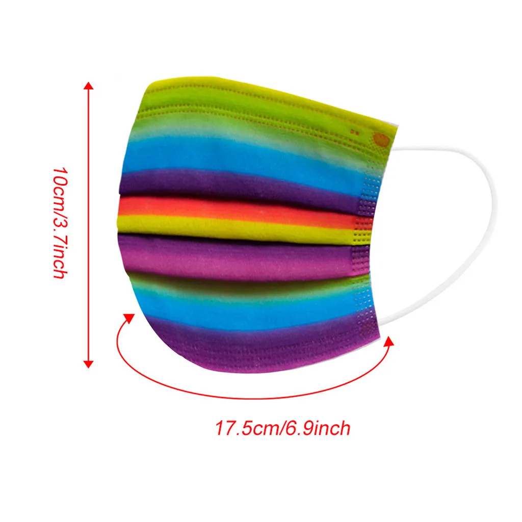 50PCS Adult Unisex Fashion Colorful Rainbow Color Printing Mask Disposable Protection Three Layer Breathable Cotton Face Mask
50PCS Adult Unisex Fashion Colorful Rainbow Color Printing Mask Disposable Protection Three Layer Breathable Cotton Face Mask