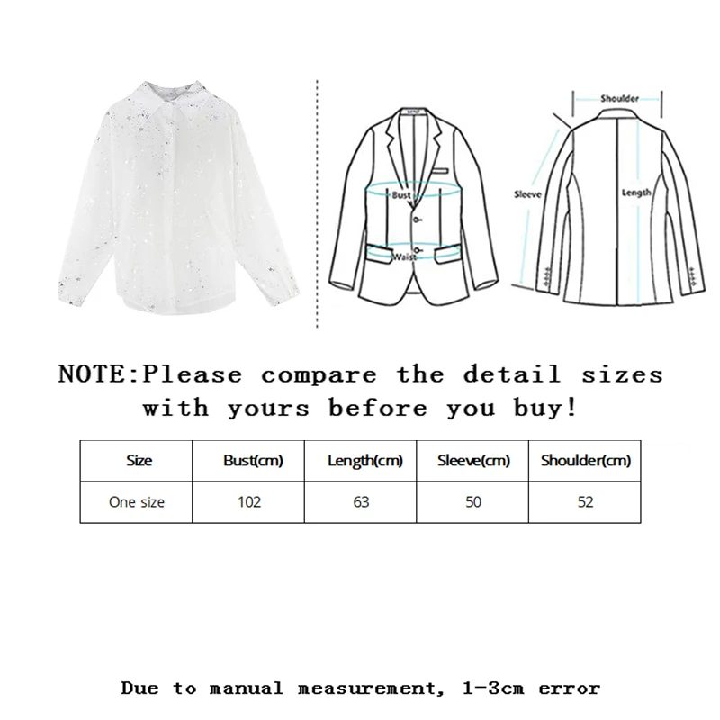 Vangull Bling Star print Casual Chiffon shirt Women Spring Loose Buttons Turn-down collar shirt Office ladies Slim Feminine Tops
Vangull Bling Star print Casual Chiffon shirt Women Spring Loose Buttons Turn-down collar shirt Office ladies Slim Feminine Tops