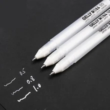 Sakura Gelly Roll Gel Pen White Color 0.5mm 0.8mm 1.0mm High Light Marke Pen Black Cardboard Art Painting Pen White Line Pens