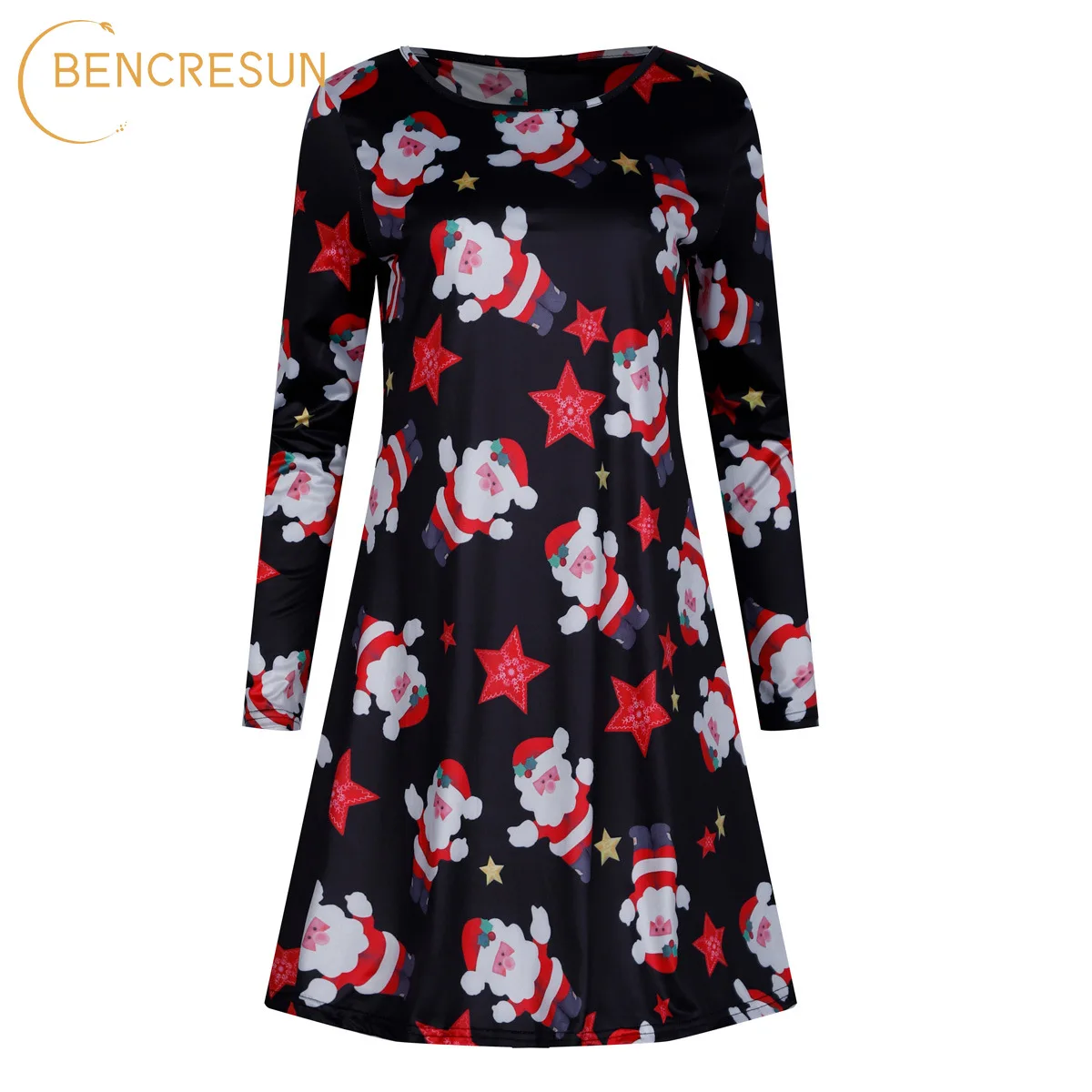 Christmas Dresses Women Round Neck Long Sleeve Mini Dress Spring Autumn Sexy Snow Printing A-line Female New Year Dresses
Christmas Dresses Women Round Neck Long Sleeve Mini Dress Spring Autumn Sexy Snow Printing A-line Female New Year Dresses