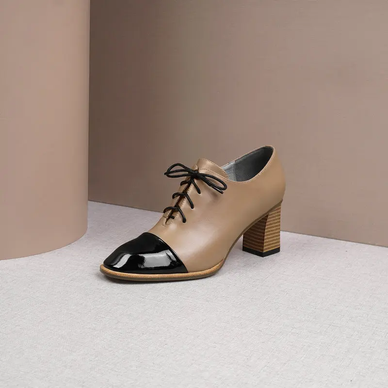 Genuine Leather Mixed-colors Shoes Woman 2021 New lace up Women Spring Autumn High Heels Pumps Party Prom Shoes
Genuine Leather Mixed-colors Shoes Woman 2021 New lace up Women Spring Autumn High Heels Pumps Party Prom Shoes