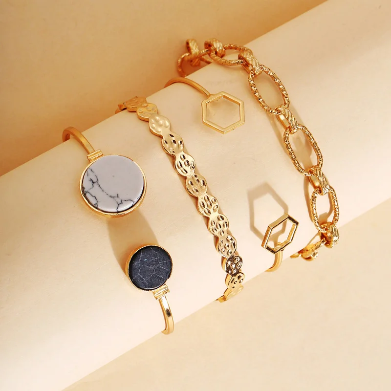 New Punk Metal Marble Geometric Bracelet Set Women's Vintage Thick Chain Metal Charm Bangles Bracelet Fashion Trend Jewelry Gift
New Punk Metal Marble Geometric Bracelet Set Women's Vintage Thick Chain Metal Charm Bangles Bracelet Fashion Trend Jewelry Gift