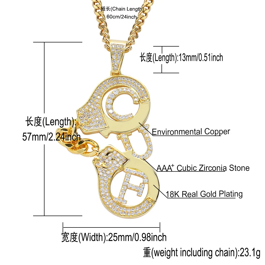Anztilam Hip Hop Bling Iced Out Handcuff Shape Pendant Necklace With Zircon Stone For Men Women Street Rapper Style Jewelry 
Anztilam Hip Hop Bling Iced Out Handcuff Shape Pendant Necklace With Zircon Stone For Men Women Street Rapper Style Jewelry