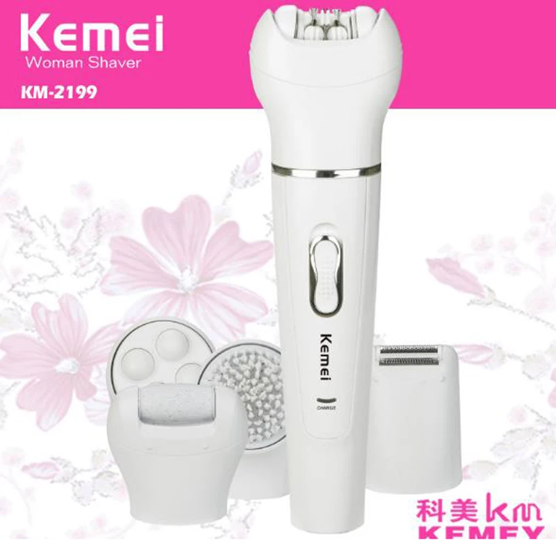 

kemei epilator KM-2199 5 in 1 body hair remover epilator massager facial brush lady shaver callus remover lady beauty set