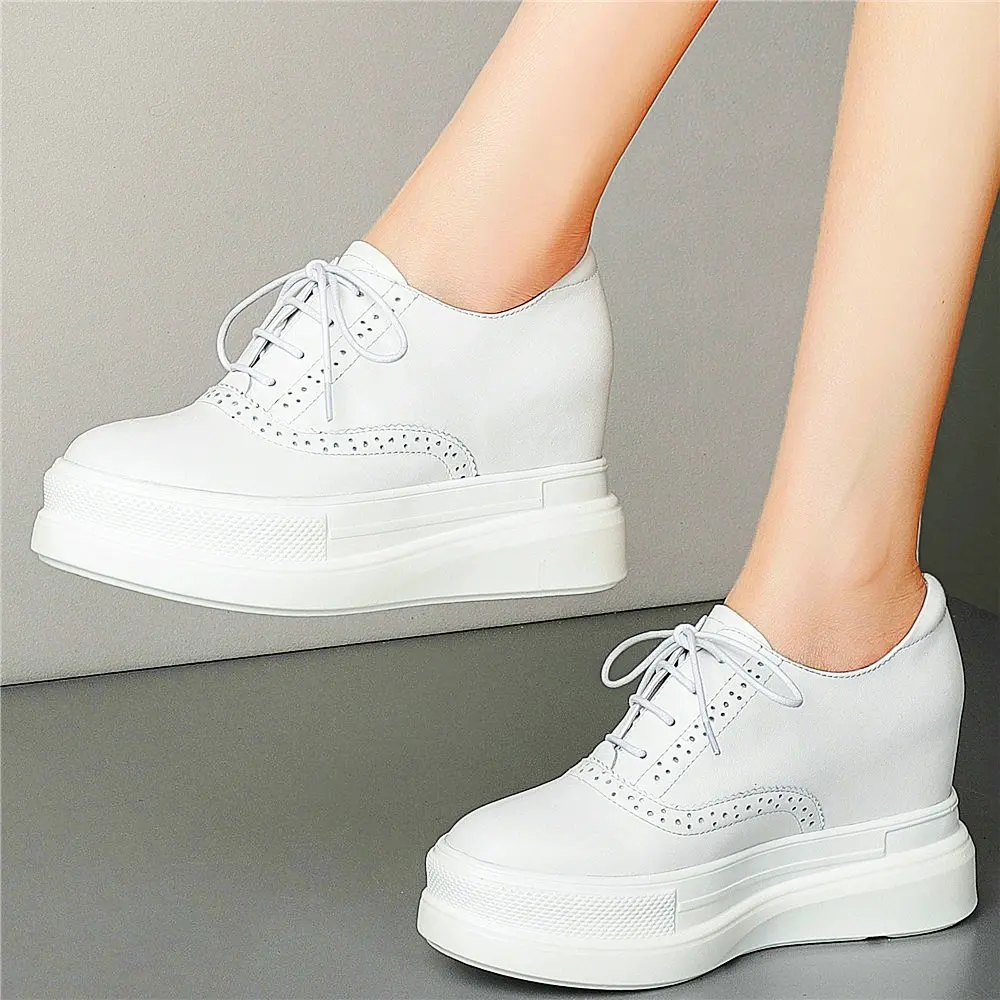 Increasing Height Platform Shoes Women's Genuine Leather Fashion Sneaker Laace Up Wedge High Heels Round Toe Oxfords Punk Goth
Increasing Height Platform Shoes Women's Genuine Leather Fashion Sneaker Laace Up Wedge High Heels Round Toe Oxfords Punk Goth