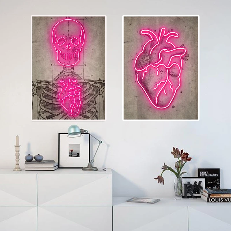 Christmas Gift Wall Decor Neon Heart Diagram Skeleton Vintage Art Print Canvas Painting Posters And Prints Mural For Living Room 
Christmas Gift Wall Decor Neon Heart Diagram Skeleton Vintage Art Print Canvas Painting Posters And Prints Mural For Living Room