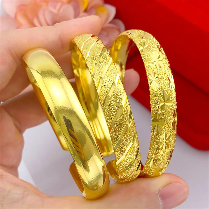 New Fashion Smooth Opening Gold Bangle Accessories Carved Pattern Bracelet Women Men Copper Jewelry Shiny Gift
New Fashion Smooth Opening Gold Bangle Accessories Carved Pattern Bracelet Women Men Copper Jewelry Shiny Gift
