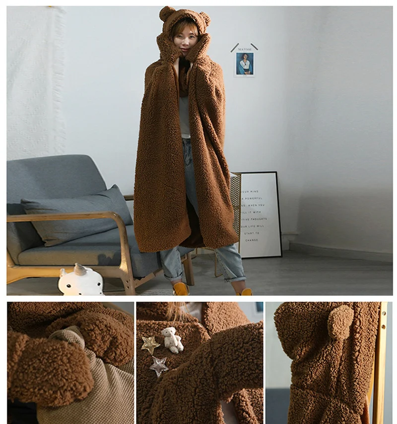 Sepduvon Soft Warm Cloak Blanket with Full Sleeves Flannel Fuzzy Robe Adult Winter Thicken Wash Portable Pajamas Huggle Hoodies
Sepduvon Soft Warm Cloak Blanket with Full Sleeves Flannel Fuzzy Robe Adult Winter Thicken Wash Portable Pajamas Huggle Hoodies