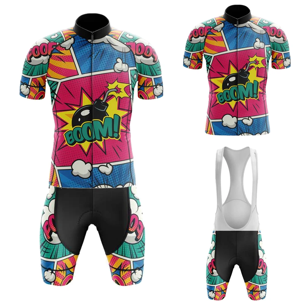 Комикс бомба летний мужской велосипедный костюм Велоспорт Джерси нагрудник шорты гелевые дышащие подкладки Майо Ciclismo Hombre Bicicleta De Montana 
Комикс бомба летний мужской велосипедный костюм Велоспорт Джерси нагрудник шорты гелевые дышащие подкладки Майо Ciclismo Hombre Bicicleta De Montana