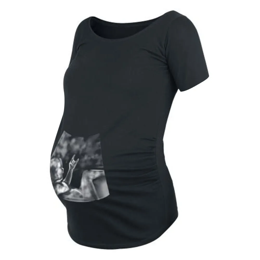 Women's Maternity Pregnancy T-shirt Tops Black Round Neck Short Sleeve Stretch Pregnancy Baby Print Top Elasticity Blouse#LR2
Women's Maternity Pregnancy T-shirt Tops Black Round Neck Short Sleeve Stretch Pregnancy Baby Print Top Elasticity Blouse#LR2