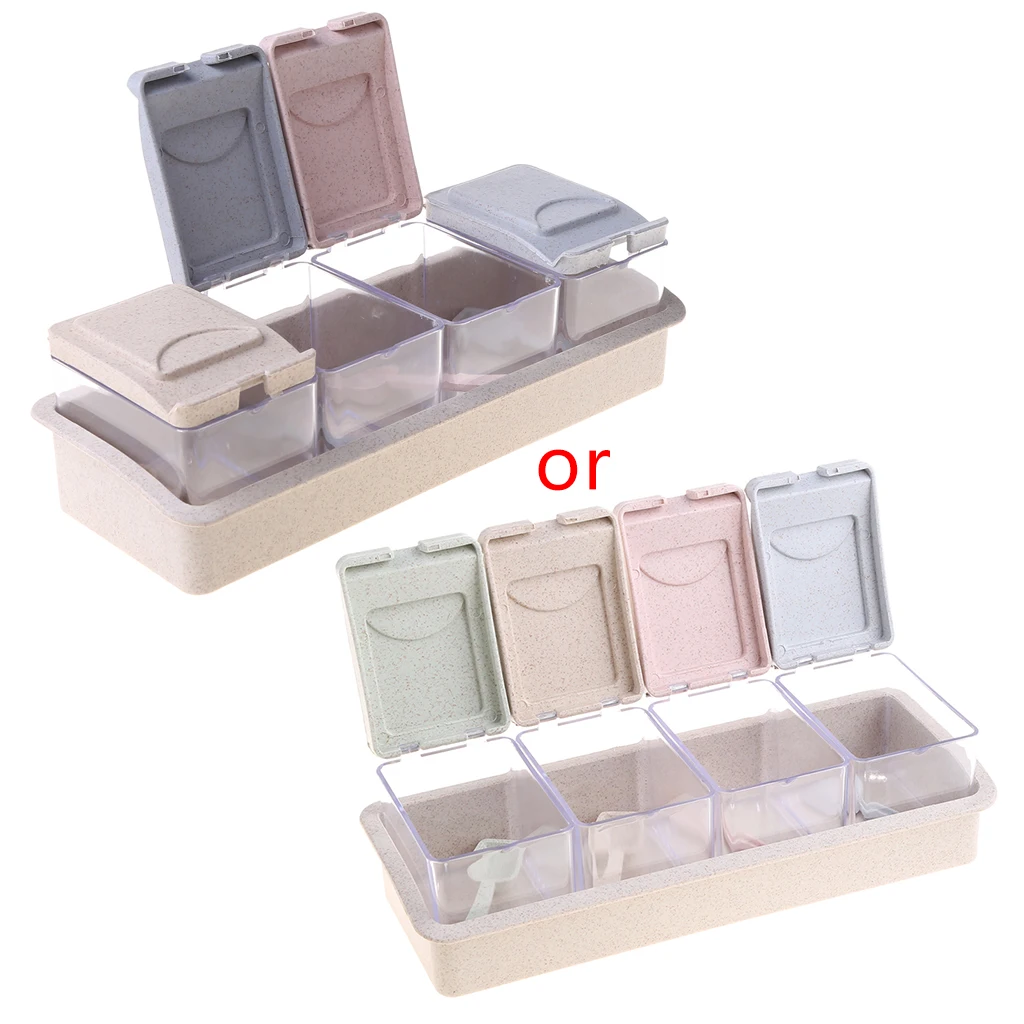 4 Pcs Kitchen Seasoning Spice Box Set with Storage Base Cruet Condiment Salt and Pepper Seasoning Cooking Case Tool
4 Pcs Kitchen Seasoning Spice Box Set with Storage Base Cruet Condiment Salt and Pepper Seasoning Cooking Case Tool