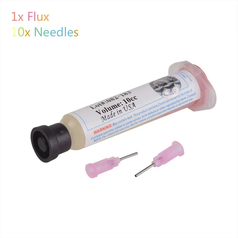 1pc Solder Soldering Paste Flux Grease 10cc with 10pcs Needle NC-559-ASM-UV BGA PCB for Welding Tools Advanced Oil Flux Grease 
1pc Solder Soldering Paste Flux Grease 10cc with 10pcs Needle NC-559-ASM-UV BGA PCB for Welding Tools Advanced Oil Flux Grease