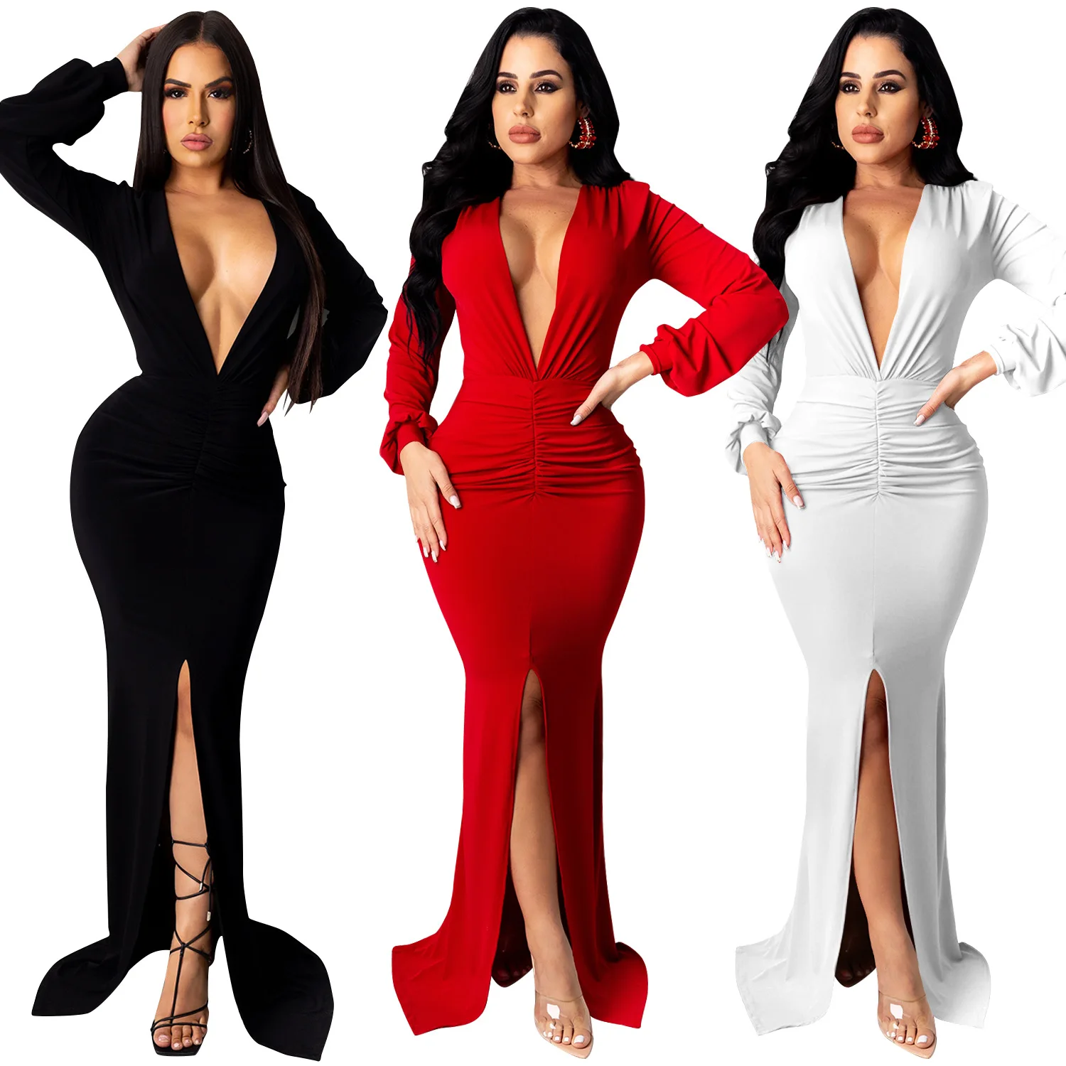 Adogirl Elegant Deep V Neck Bandage Dress Long Sleeve Fashion Nightclub Celebrity Evening Party Mermaid Maxi Dresses
Adogirl Elegant Deep V Neck Bandage Dress Long Sleeve Fashion Nightclub Celebrity Evening Party Mermaid Maxi Dresses