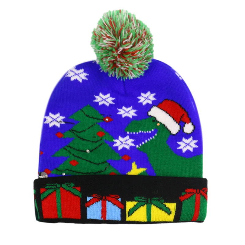 

Knitted LED Christmas Hat Beanie Light Up Illuminate Warm Hat Christmas Tree Snowman Kids Adults New Year Christmas Decor