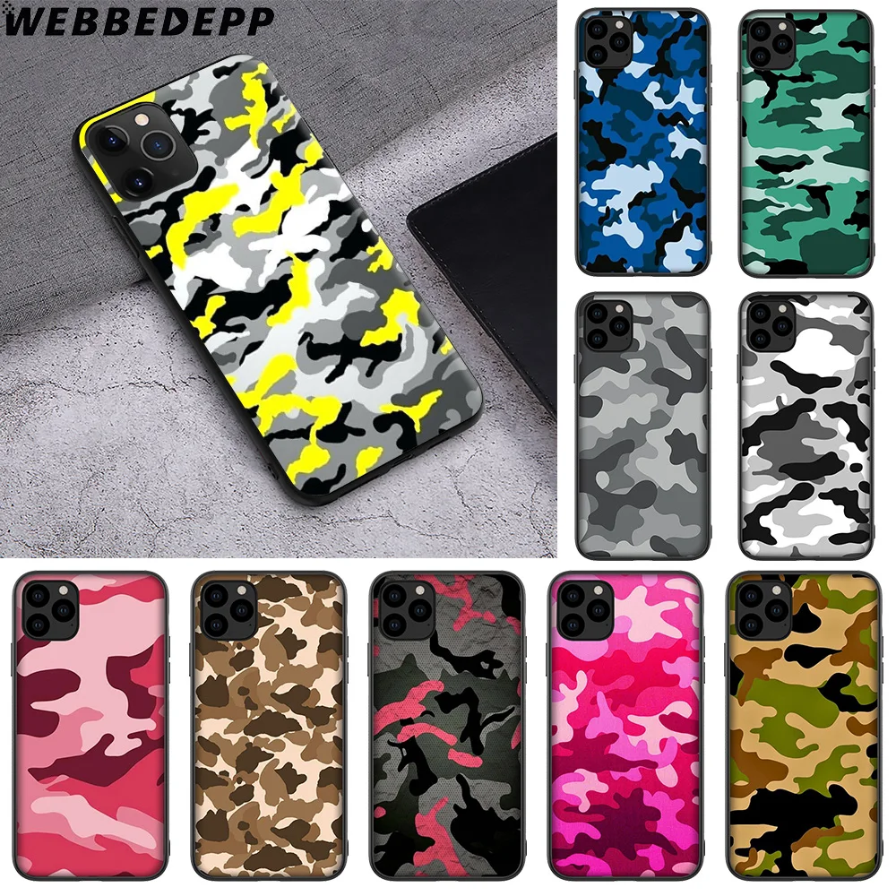WEBBEDEPP Мягкий силиконовый чехол с камуфляжным рисунком для iPhone 12 Mini 11 Pro XS MAX XR X 8 7 6 6s