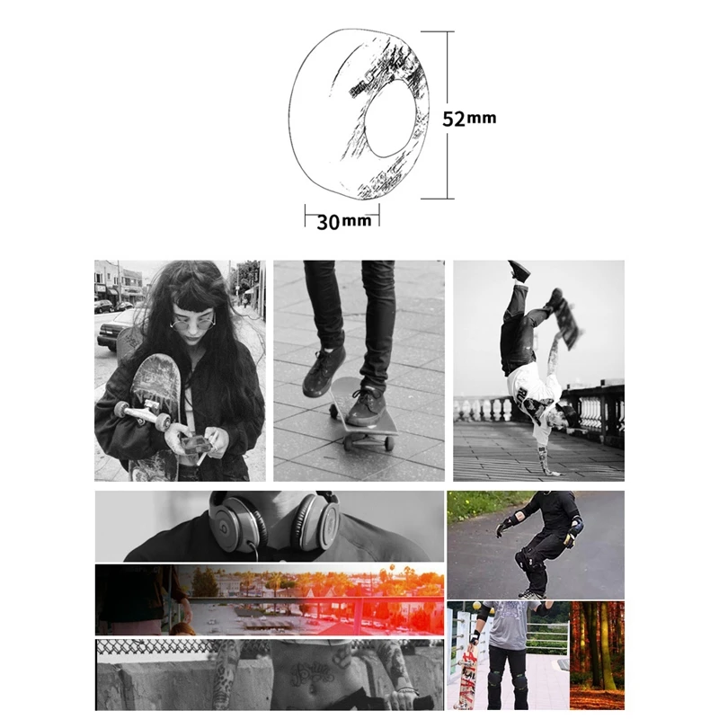 Skateboard Wheels with Bearings 52X30mm Street PU Wheels Skateboard Parts Cruiser Longboard Wheels (Set of 4)
Skateboard Wheels with Bearings 52X30mm Street PU Wheels Skateboard Parts Cruiser Longboard Wheels (Set of 4)