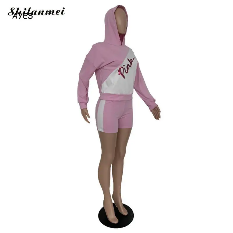 Shorts Tracksuit Set Pink Letter Print 2 Piece Sets Sequin Womens Hoodie Long Sleeve Crop Top Streetwear Women Harajuku Outfits
Shorts Tracksuit Set Pink Letter Print 2 Piece Sets Sequin Womens Hoodie Long Sleeve Crop Top Streetwear Women Harajuku Outfits
