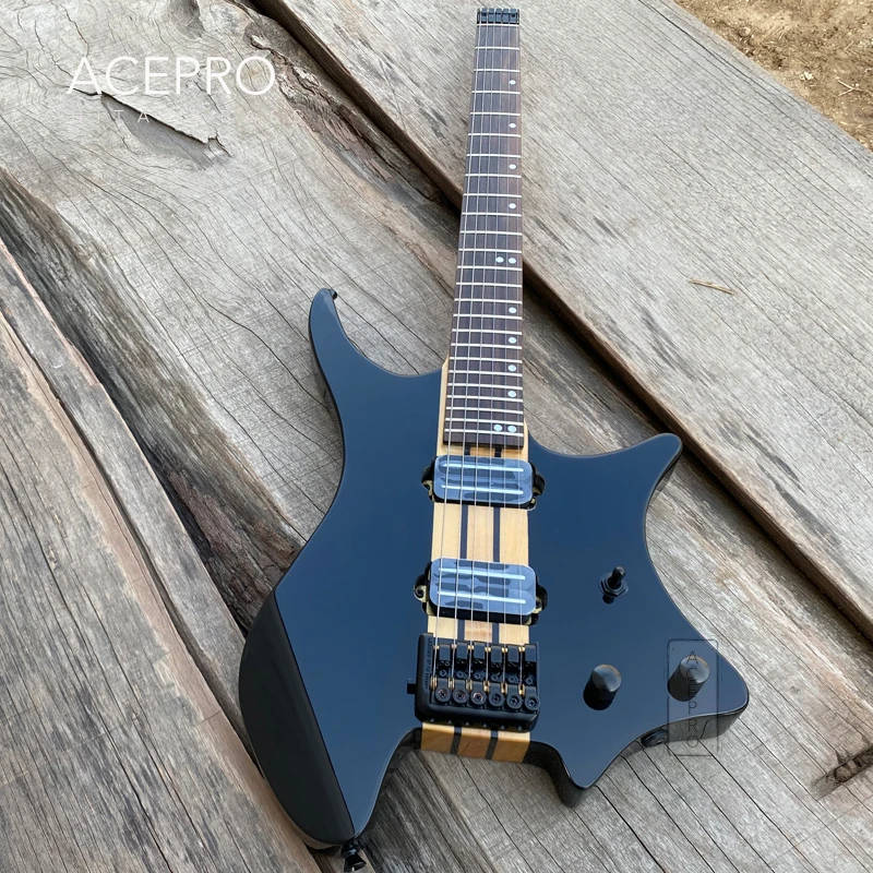 Электрическая гитара Grote Maple Neck Through Ash Body черного цвета с двумя пикапами черная