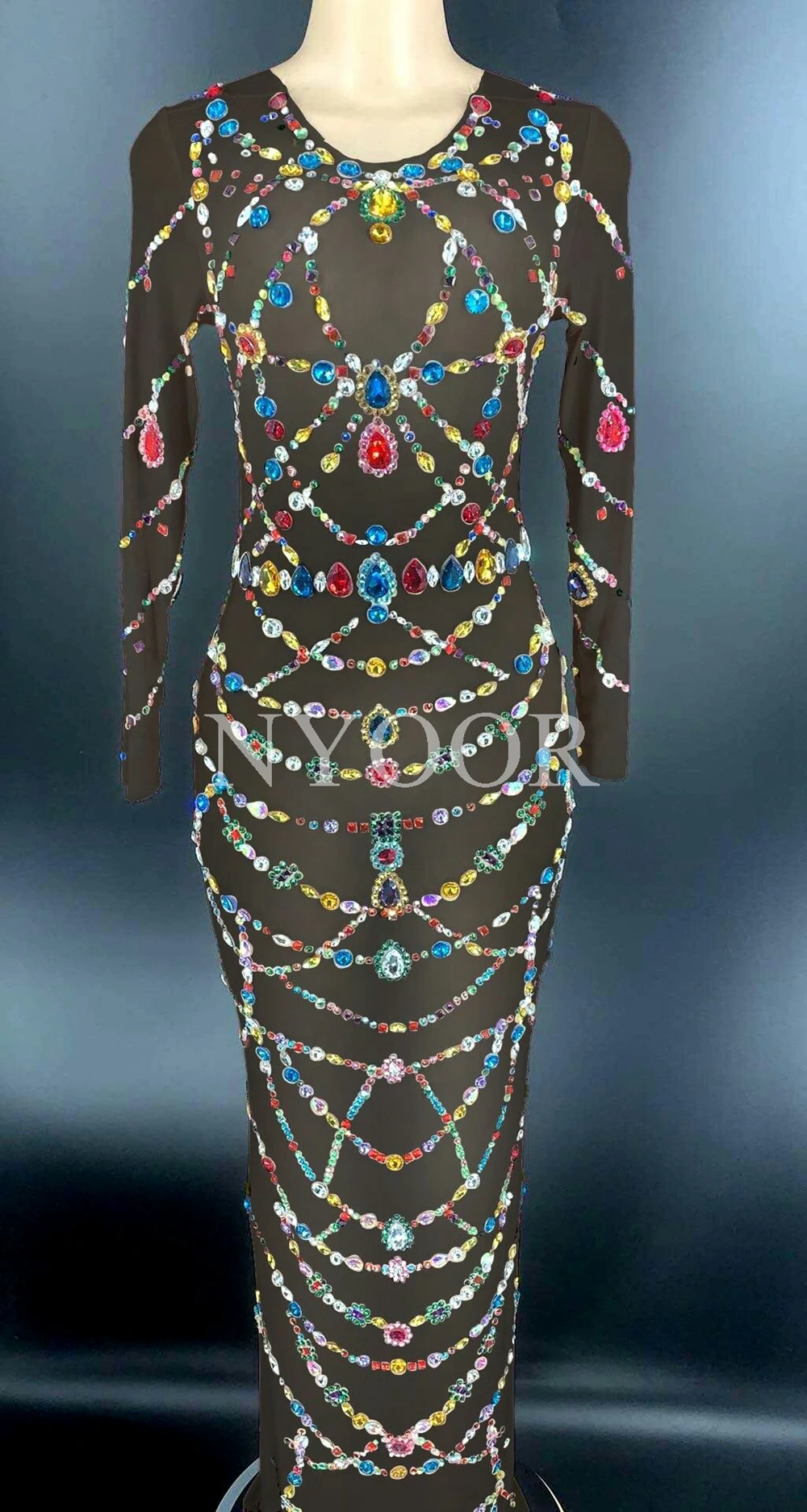 Shing Multi-color Crystals Mesh Transparent Long Dress Women Evening Prom Party Birthday Dress Sexy Long Sleeve Show Bar Outfit
Shing Multi-color Crystals Mesh Transparent Long Dress Women Evening Prom Party Birthday Dress Sexy Long Sleeve Show Bar Outfit