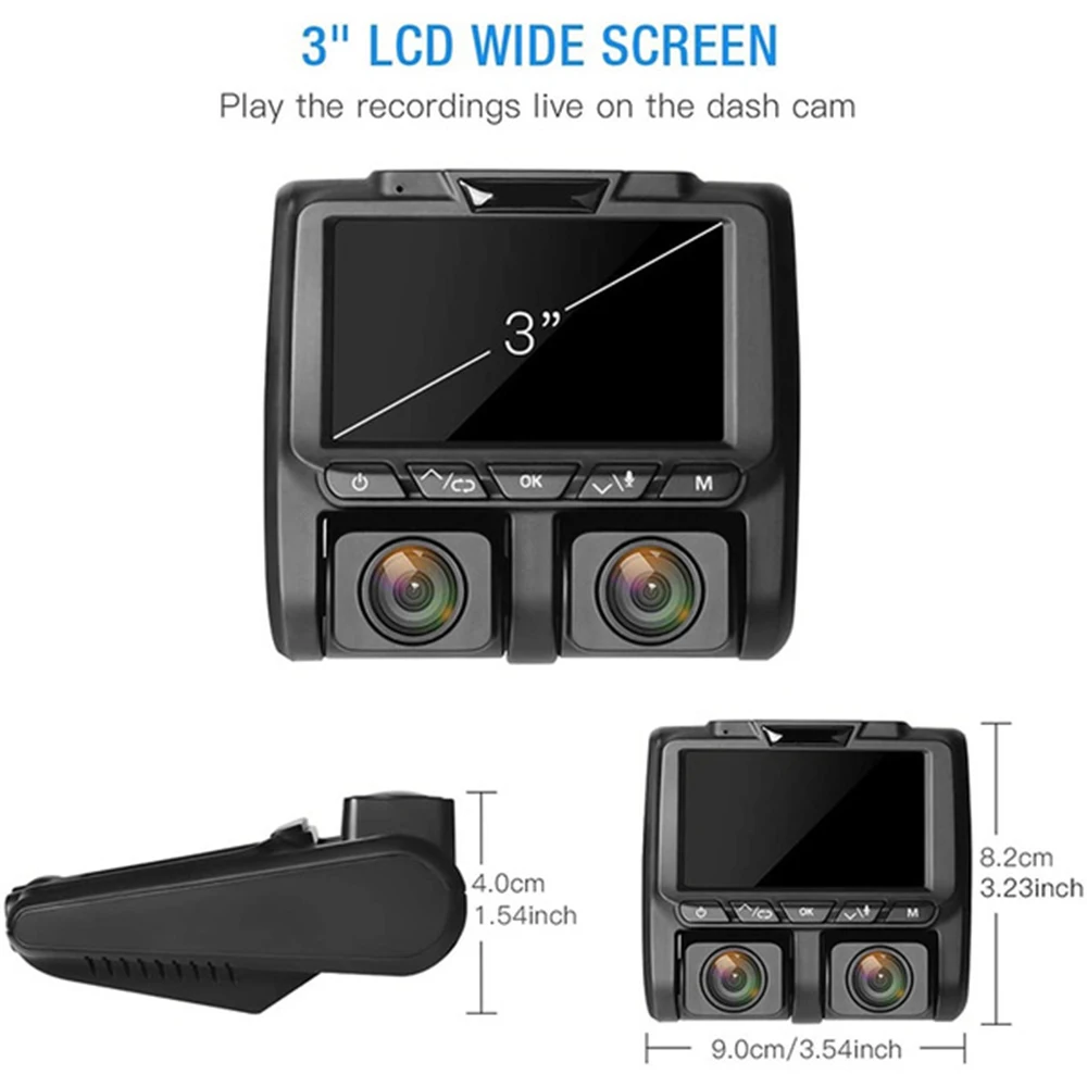 

3 Inch 1080P HD IPS screen dash CAM dual lens with GPS Positioning Track WIFI Connected front car dash CAM DVR