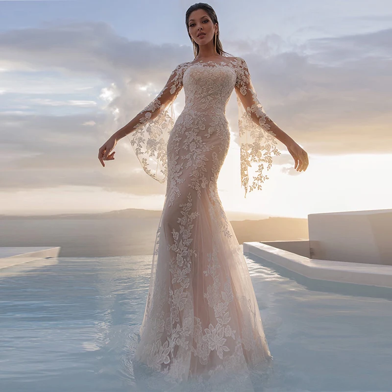 Charming Latest Champagne Wedding Dresses Lace Mermaid Wedding Gowns with Long Sleeves Bridal Dresses Buttons Back 2021 On Sale
Charming Latest Champagne Wedding Dresses Lace Mermaid Wedding Gowns with Long Sleeves Bridal Dresses Buttons Back 2021 On Sale