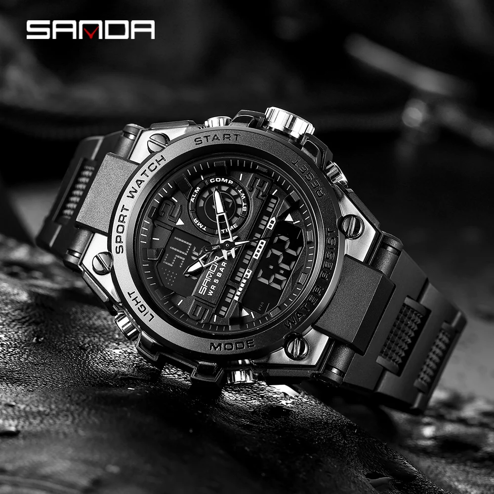 Часы наручные SANDA мужские электронные в стиле G-Shock спортивные водонепроницаемые