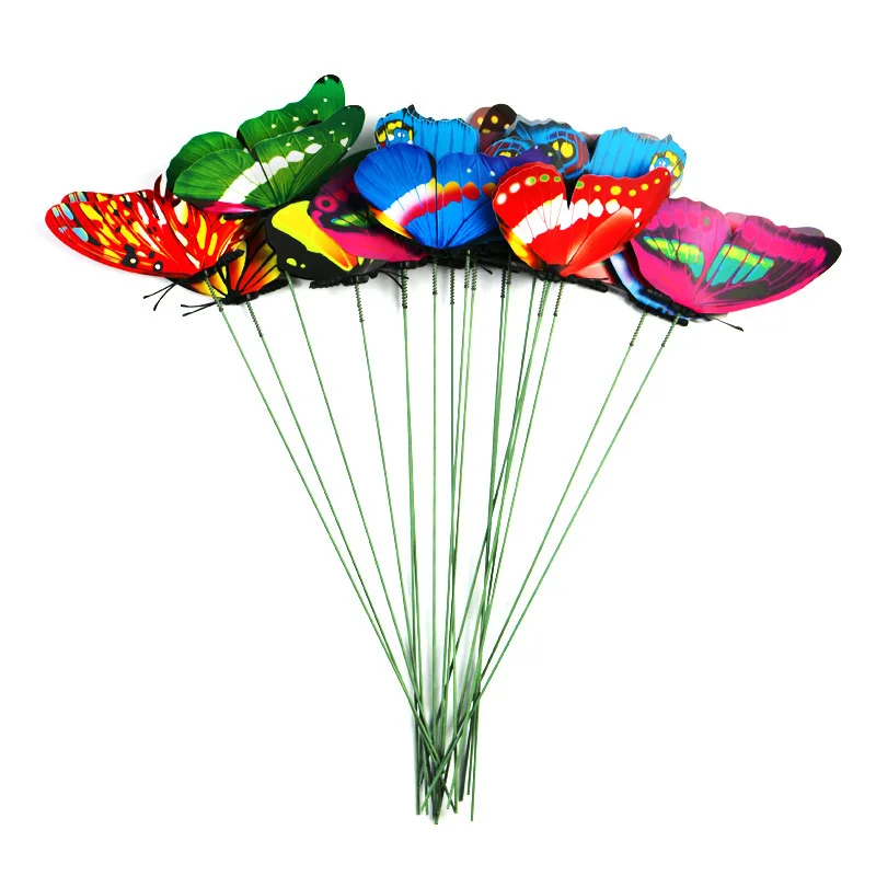 

50 шт., ПВХ-моделирование, однослойный Плунжер, бутон бабочек, садовый двор, цветной кашпо, Каскадный декор для бабочек