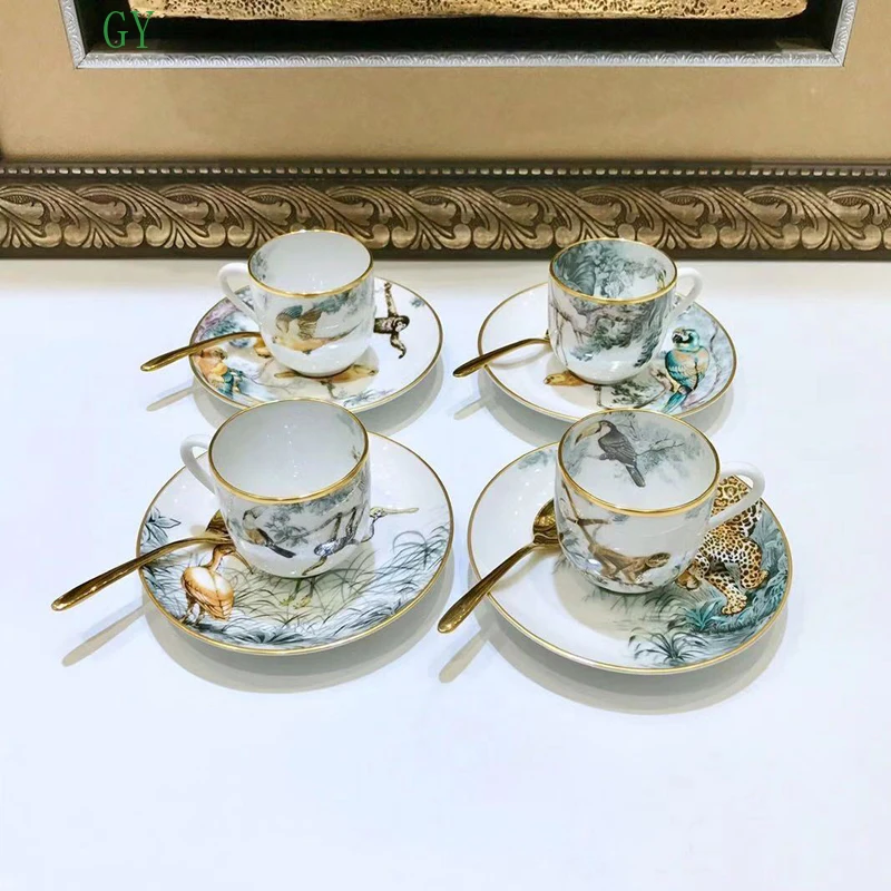 4PCS Porcelain Espresso Cups With 4PCS Saucers 4PCS Gold Spoons In Orange Box Europe Coffe Tea Set Luxury Wedding Birthday Gifts
4PCS Porcelain Espresso Cups With 4PCS Saucers 4PCS Gold Spoons In Orange Box Europe Coffe Tea Set Luxury Wedding Birthday Gifts