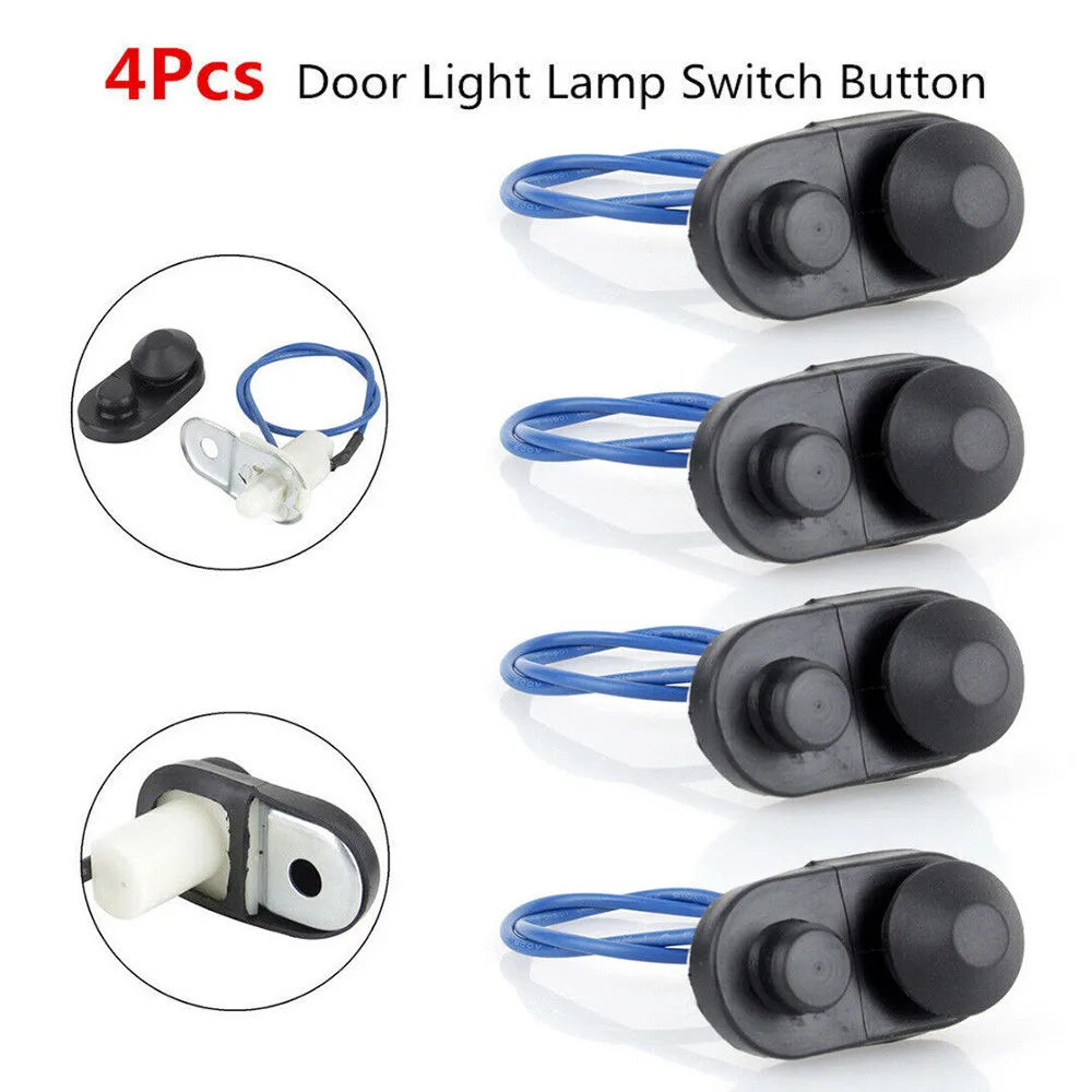 

4pc Universal Door Light Switch Button Black Car Interior High Quality Door Lamp Switch Button 5 X 2.5cm/1.97" X 0.98" (L*W)