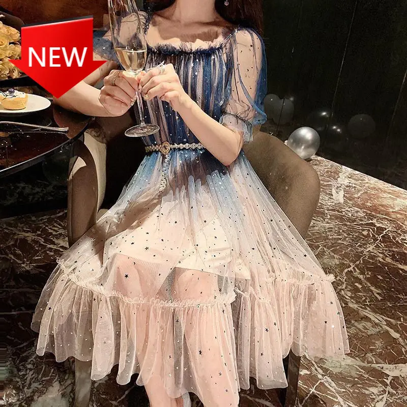 French Summer Sequins Dress Women Midi Dress Party Y2k Clothes One-Piece Dress Korean robe 2021 Summer Elegant
French Summer Sequins Dress Women Midi Dress Party Y2k Clothes One-Piece Dress Korean robe 2021 Summer Elegant