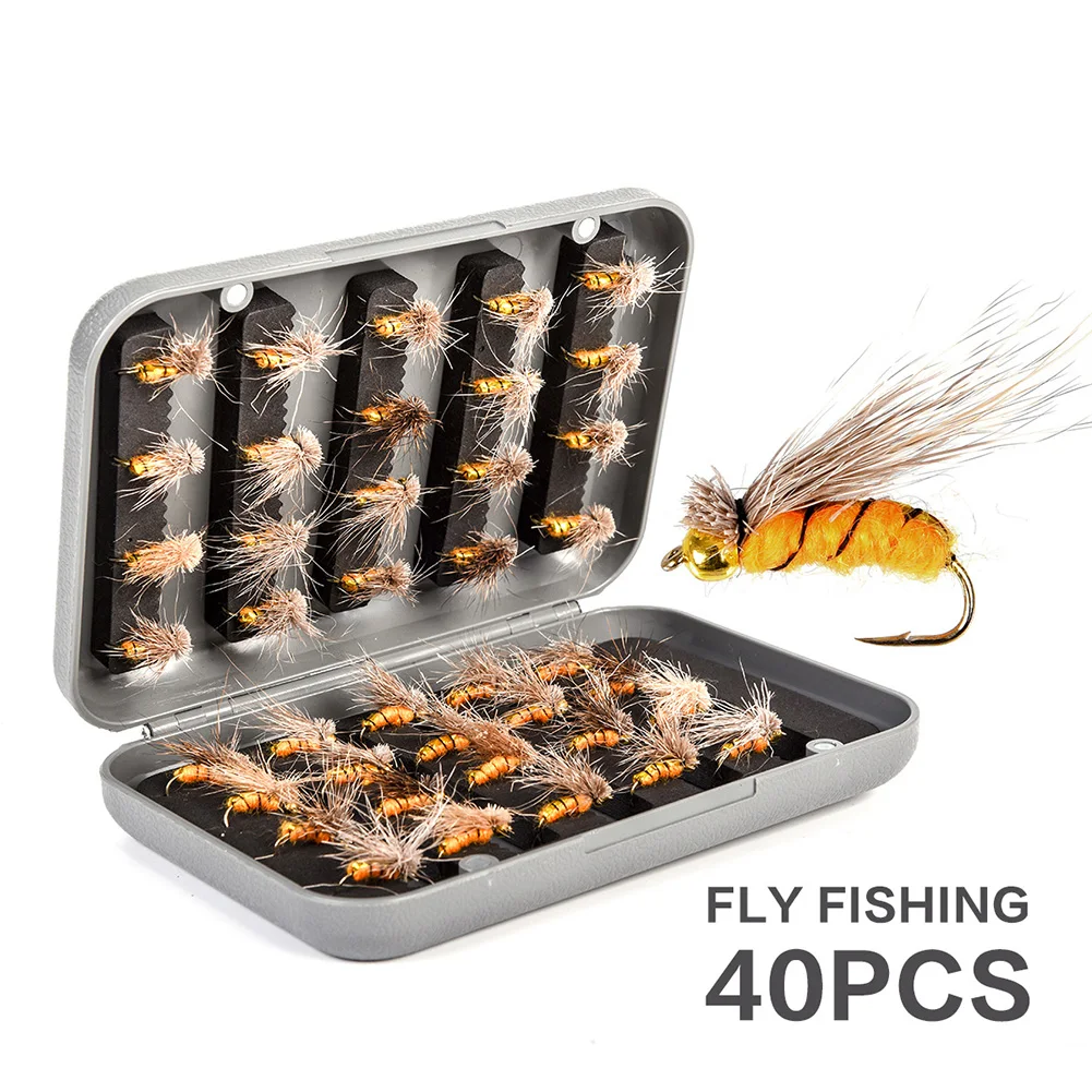 40pcs/set Fly Hooks Lures With Fish Tackle Box ABS Trout Dry Flies Fly Fishing Flies Flying Y Nymph Pesca Iscas Fishing Tools
40pcs/set Fly Hooks Lures With Fish Tackle Box ABS Trout Dry Flies Fly Fishing Flies Flying Y Nymph Pesca Iscas Fishing Tools
