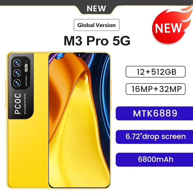 Global Version M3 Pro Smartphones 6.72 inch 512GB Dual SIM Andriod10 Phone MTK6889 10 Core 6800mAh 32MP Cellphones
Global Version M3 Pro Smartphones 6.72 inch 512GB Dual SIM Andriod10 Phone MTK6889 10 Core 6800mAh 32MP Cellphones