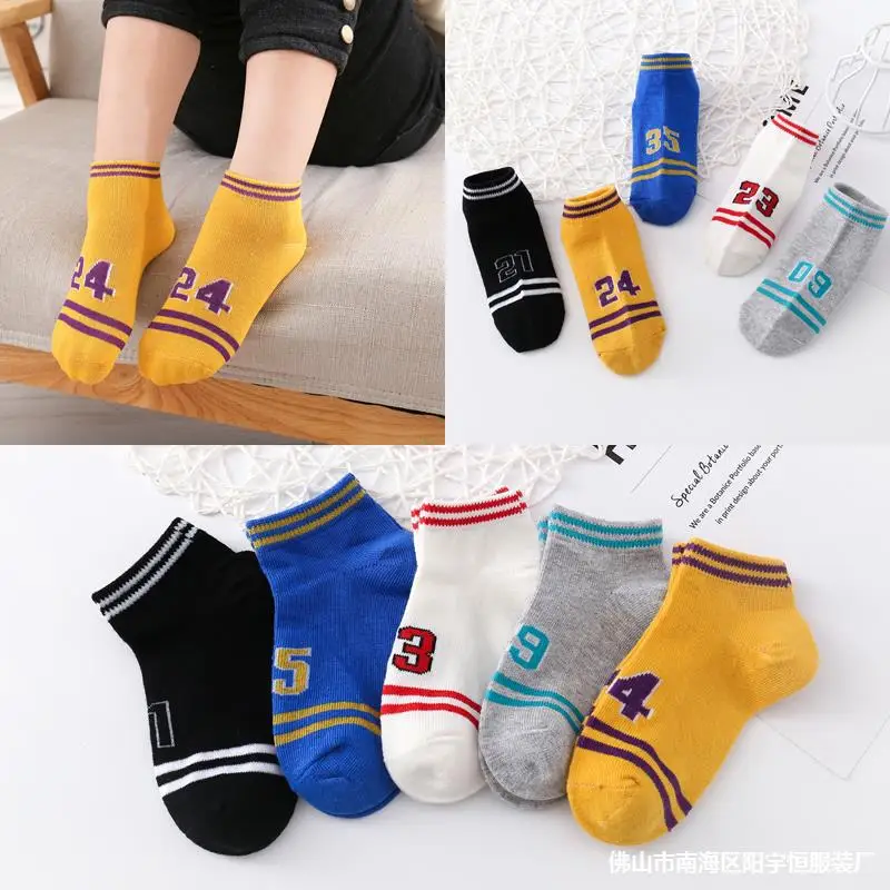 10 Pieces=5 Pairs Children Soft Cotton Socks Spring&ampAutumn Girls Short With Boys 1-10 Year School Sports Kids | Детская одежда и