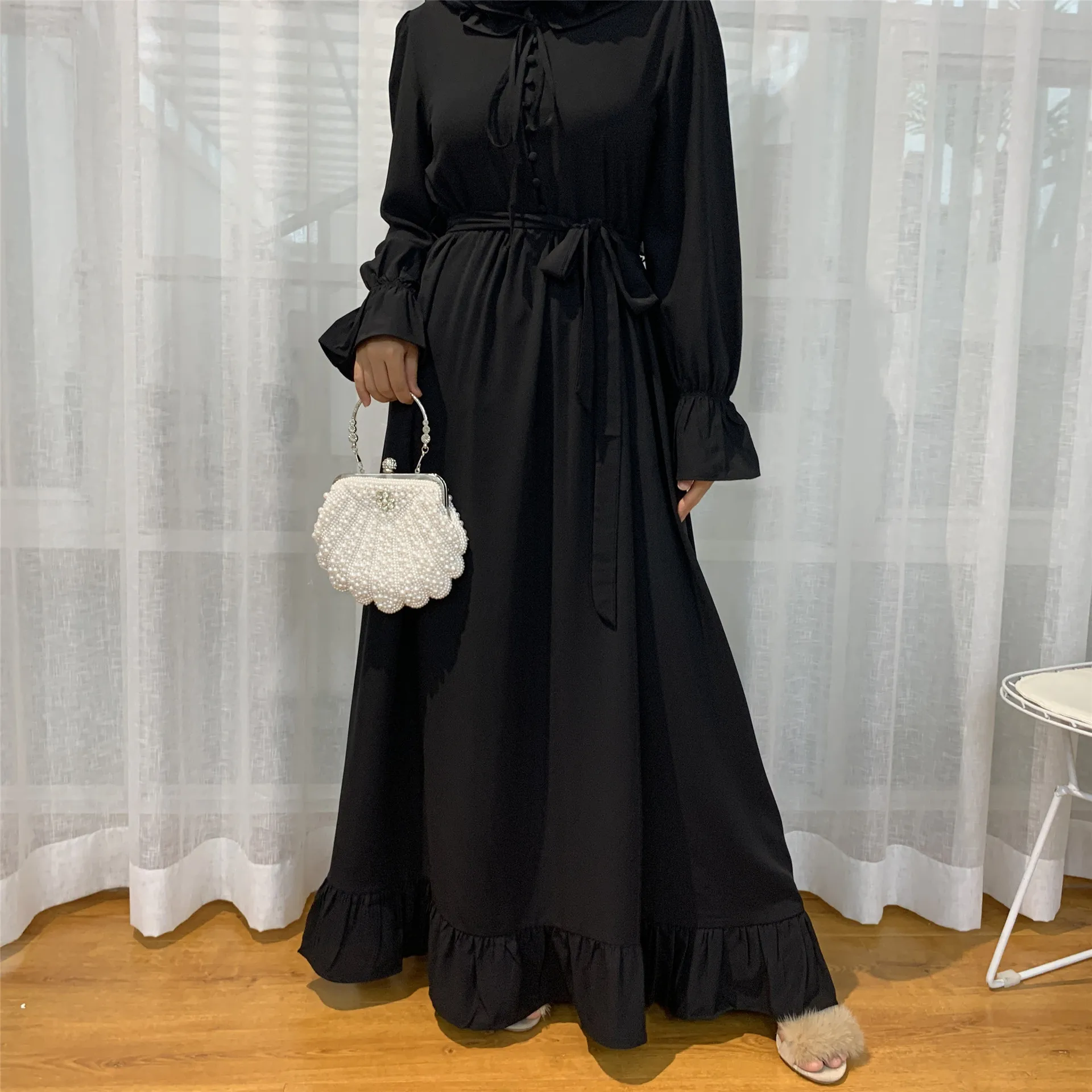 Muslim Fashion Women's Solid Color Stitching Big Swing Dress Abaya Turkey De Moda Musulmana Dubai Abaya Caftan Jilbab Dress 2021
Muslim Fashion Women's Solid Color Stitching Big Swing Dress Abaya Turkey De Moda Musulmana Dubai Abaya Caftan Jilbab Dress 2021