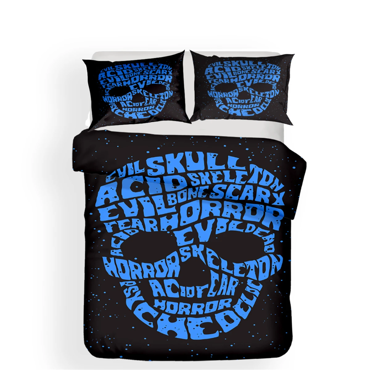 

Blue Alphabet Skull Home Bed Cover 3D Printed Bedding Set Duvet Covers Pillowcases Comforter Bedding Set Bedclothes Bed Linen