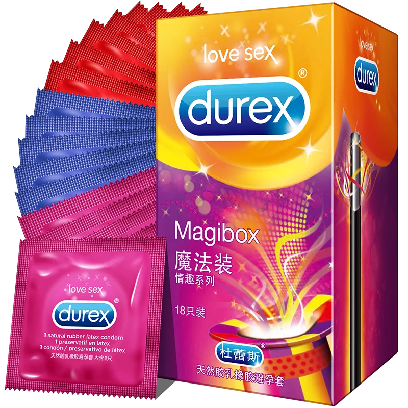 Презервативы Durex 18 шт./упак. большой размер 56 мм Смешанные ультратонкие ребристые