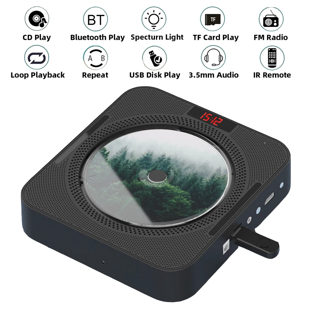 Портативный настенный CD-проигрыватель, музыкальный проигрыватель с Bluetooth, дистанционным управлением, FM-радио, HiFi-динамик с USB, светодиодный ...
Портативный настенный CD-проигрыватель, музыкальный проигрыватель с Bluetooth, дистанционным управлением, FM-радио, HiFi-динамик с USB, светодиодный ...