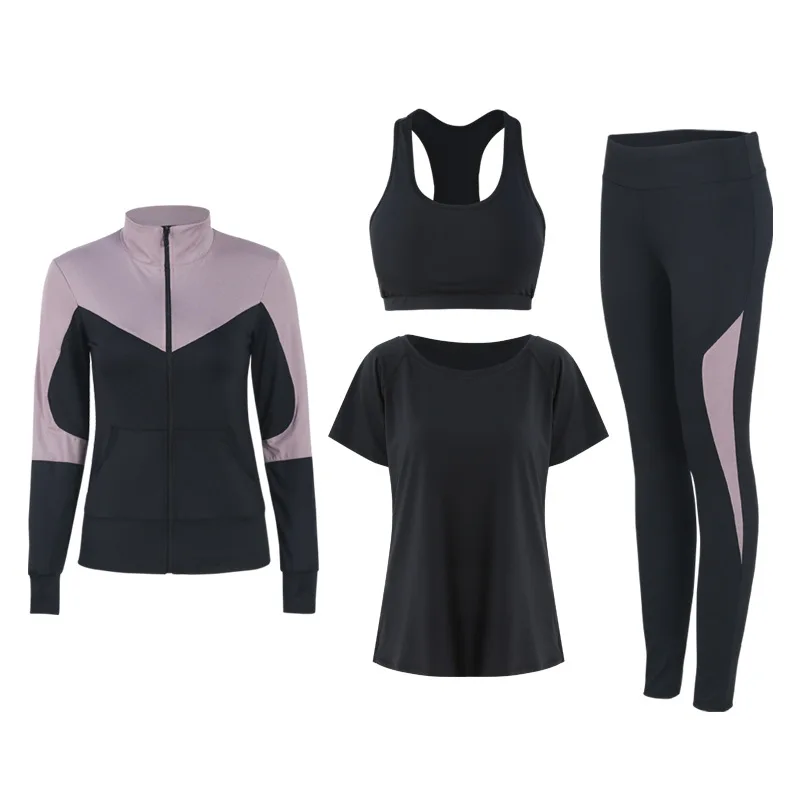 Women's color matching Yoga suit 3-piece stand collar fitness training suit morning running running suit
Women's color matching Yoga suit 3-piece stand collar fitness training suit morning running running suit