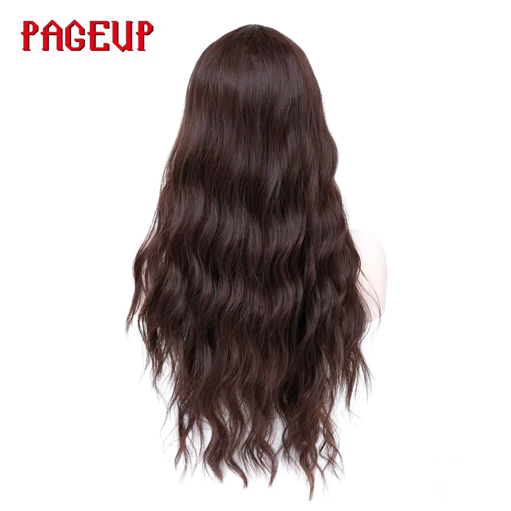 Pageup длинный черный коричневый термостойкий синтетический вьющийся парик 10